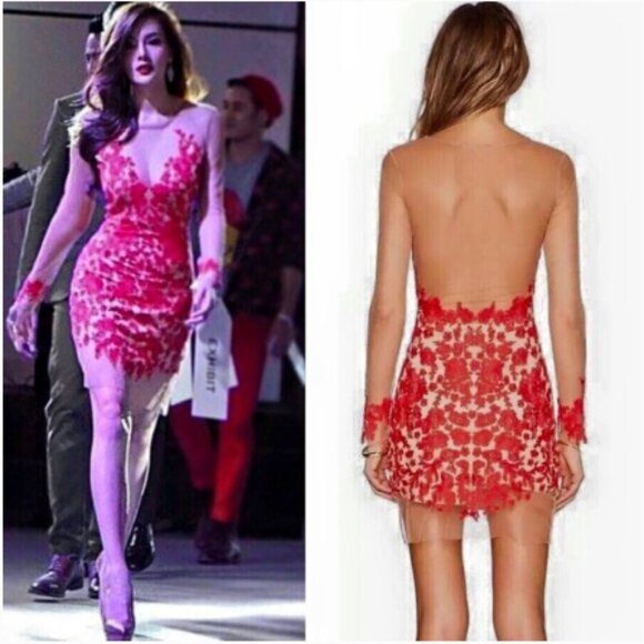 For Love & Lemons Luau Mini Dress in Red Size Medium - Picture 4 of 12